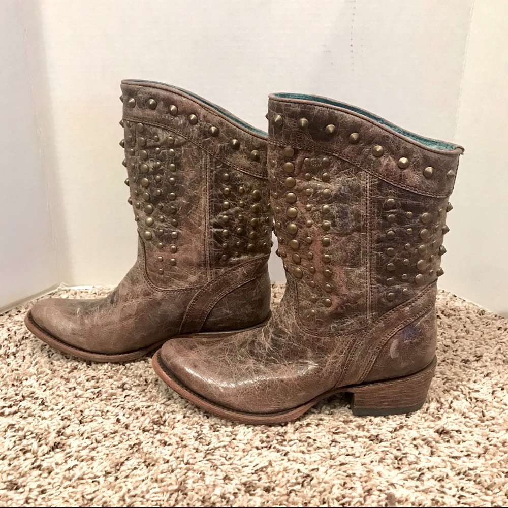 Corral studded high low mid calf boots size 7